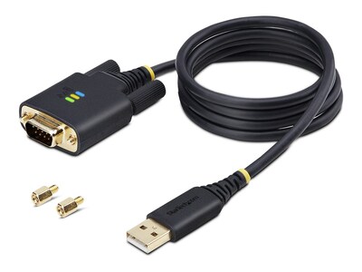 StarTech.com USB Type A to DB9 RS-232 Serial Adapter COM Retention Cable w  Interchangeable Screws Nuts, 1m, 1P3FFCB-USB-SERIAL, 41754368, Cables