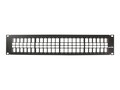 Leviton 48-Port 2RU Flat QUICKPORT Patch Panel with Vertical Numbering w Cable Management Bar, Black, 49255-48N                     , 41851898, Patch Panels