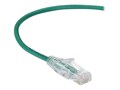 Black Box Slim-Net CAT6 28AWG 250MHz Patch Cable, Green, 1ft, C6PC28-GN-01, 32894934, Cables