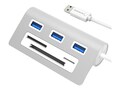Sabrent 3-Port USB 3.0 Hub w  Multi-in-1 Card Reader, 12 Cable, Silver Aluminum, HB-MACR, 30815121, USB & Firewire Hubs