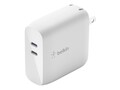 Belkin 68W Portable Dual-Port 2xUSB-C (50W + 18W) GaN Wall Charger Power Adapter - White, WCH003DQWH, 41062482, AC Power Adapters (external)