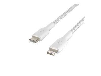 Belkin 30W 480 Mbps USB-C to Lightning M M Nylon Braided Cable, White, 2m, CAA004BT2MWH, 38328212, Cables