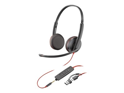 HP Poly BlackWire C3225 Stereo Headset, 8M3X7AA#ABA, 41742525, Headsets (w/ microphone)