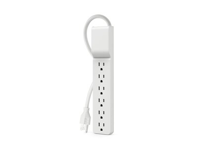 Belkin 6-Outlet 720J Straight Plug Surge Protector w  6ft Cord - White , BE106000-06-CM, 10461142, Surge Suppressors