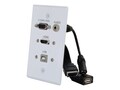 C2G HDMI, VGA, 3.5mm Audio, USB Pass-through Single Gang Wall Plate, White, 39706, 16554737, Premise Wiring Equipment