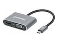 Manhattan USB-C to HDMI & VGA 4-in-1 Dock Converter with Power Delivery, 130691, 41594745, Docking Stations & Port Replicators