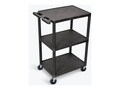 Luxor  24 x 18 x 43 3 Shelf Utility Cart - Black, HE42-B                        , 41843193, Furniture - Miscellaneous