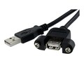 StarTech.com Panel Mount USB Cable A to A - F M, 3ft, USBPNLAFAM3, 16413854, Cables