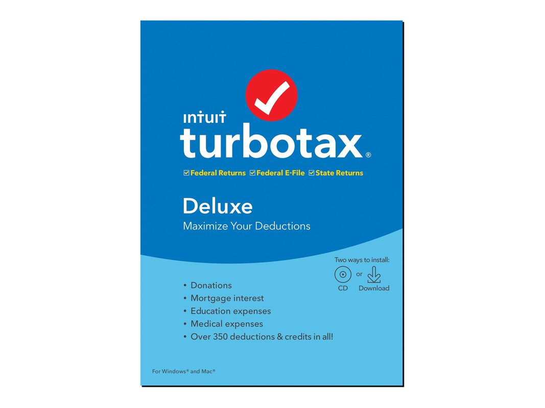 Intuit Turbotax Deluxe + State 2019 DVD (607312)