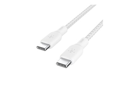 Belkin 100W 480Mbps USB-C to USB-C M M Braided Nylon Cable, White, 3m, CAB014BT3MWH                  , 41849946, Cables