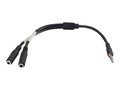 C2G 4-pin 3.5mm Microphone and Headphone Breakout Adapter Cable, Black, 6in, 27394, 18130946, Adapters & Port Converters