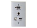 C2G RapidRun VGA + 3.5mm + HDMI USB Pass Through Single Gang Wall Plate, 60171, 31432367, Premise Wiring Equipment