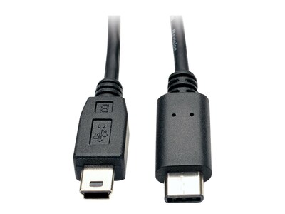 Tripp Lite USB 2.0 5-pin Mini-B to USB Type C (USB-C) M M Hi-Speed Cable, Black, 6ft, U040-006-MINI, 22065180, Cables