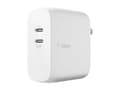 Belkin 68W Portable Dual-Port 2xUSB-C (50W + 18W) GaN Wall Charger Power Adapter - White, WCH003DQWH, 41062482, AC Power Adapters (external)