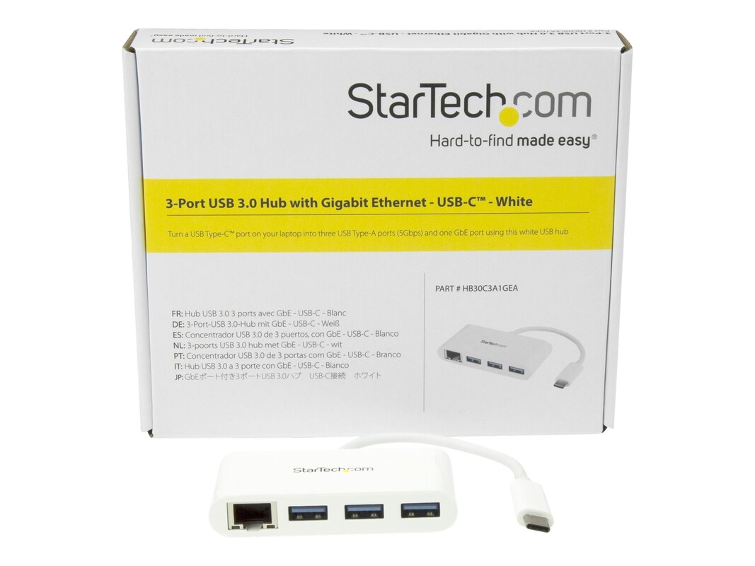 Product  StarTech.com 3-Port USB-C Hub with Ethernet, 3x USB-A