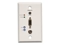 Tripp Lite VGA with Audio over Cat5 Cat6 Extender, Wallplate Receiver, 1920x1440 at 60Hz, B132-100A-WP-1, 12530527, Premise Wiring Equipment