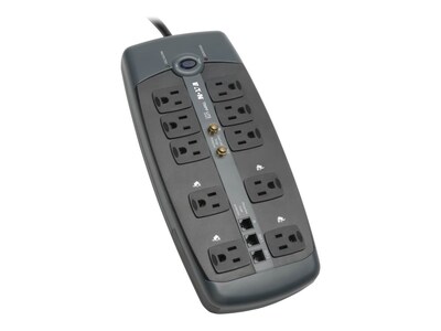 Tripp Lite Protect It! Surge (10) Outlet (7 Transformers) 8ft Cord 3345 Joules, TLP1008TELTV, 453396, Surge Suppressors