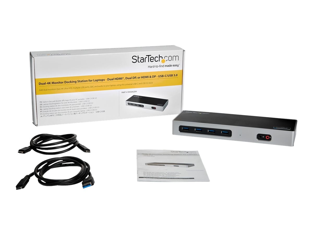 StarTech.com USB-A USB-C Dual 4K Dock with DP & HDMI - Mac and Windows