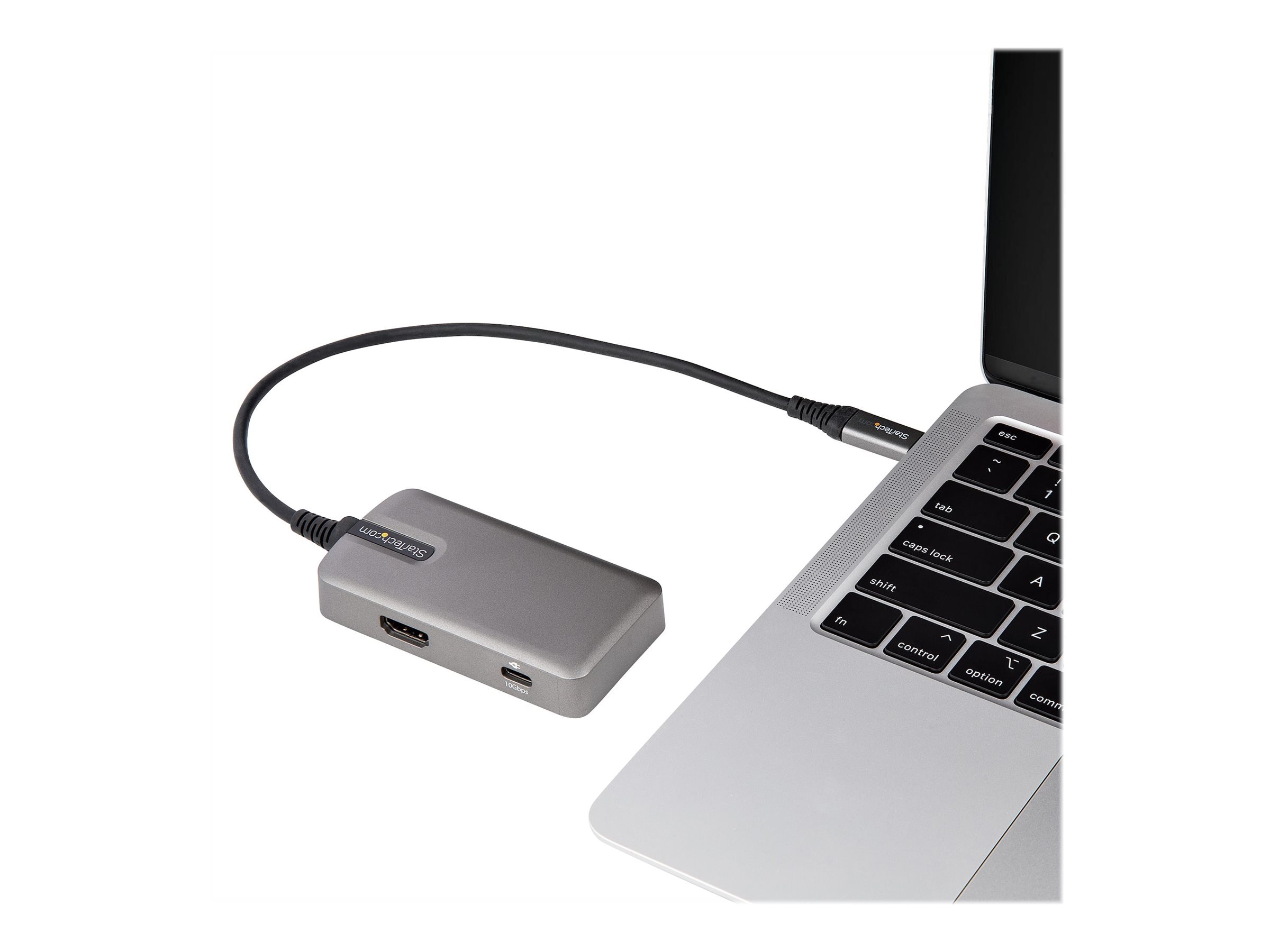 USB C Multiport Adapter - USB-C to HDMI or Mini DisplayPort 4K 60Hz, 100W  Power Delivery Pass-Through, 4-Port 10Gbps USB Hub - USB Type-C Mini Dock 