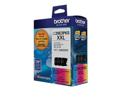 Brother INKvestment Color Super High-yield Ink Cartridges for MFC-J5920DW, MFC-J775DW & MFC-J985DW (3-pack), LC20E3PKS, 36938949, Ink Cartridges & Ink Refill Kits - OEM