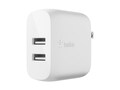 Belkin 24W Portable Dual-Port USB-A Wall Charger, White, WCB002DQWH, 41048757, AC Power Adapters (external)