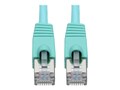Tripp Lite Cat6a 10G-Certified Snagless Shielded STP PoE Network Patch Cable, Aqua, 14ft, N262-014-AQ, 37053229, Cables