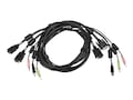 Apex PC Solutions KVM Cable with USB Keyboard and Mouse and Dual Head DVI-I Video with Audio, 10ft, CBL0121, 24989212, Cables