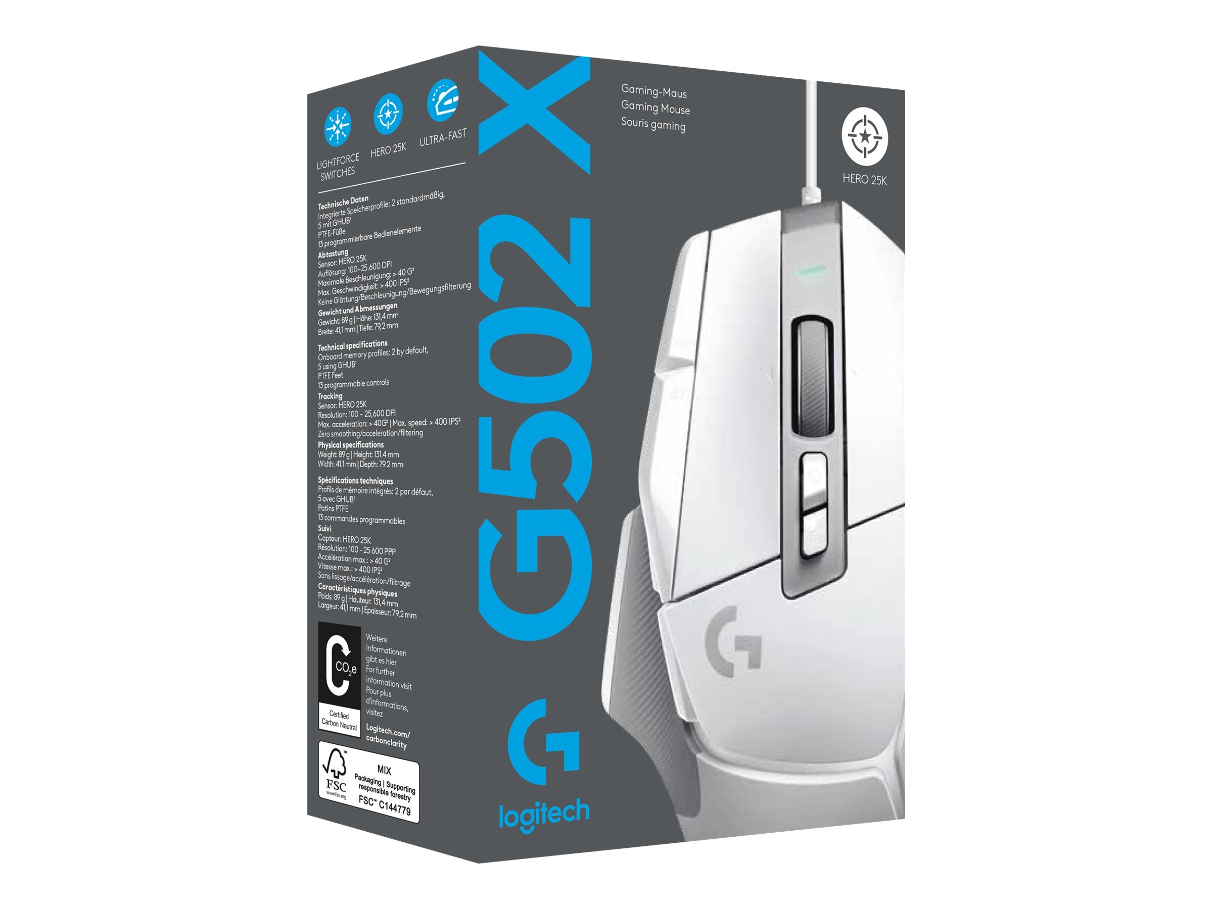Logitech G G502 X Gaming Mouse (White) 910-006144 B&H Photo Video