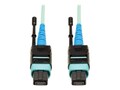 Tripp Lite OM3 24-Fiber Patch Cable, MTP-MTP, 50 125, 100GbE, Aqua, Plenum, 10m, N846-10M-24-P, 14641407, Cables