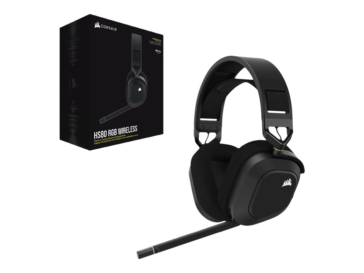 Corsair HS80 RGB USB ゲーミングヘッドセット HS80 RGB WIRELESS Premium Gaming Headset with Spatial Audio — White