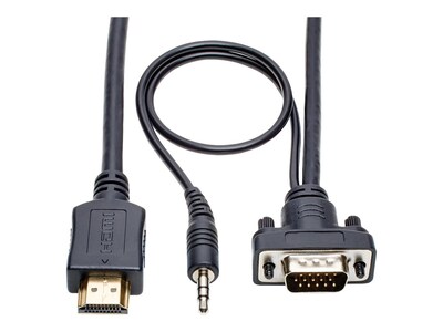 Tripp Lite HDMI to Low-Profile VGA + 3.5mm Audio 1920 x 1200 1080p @60Hz Active Converter Cable, Black, 6ft, P566-006-VGA-A, 34247204, Cables Tripp Lite HDMI to Low-Profile VGA + 3.5mm Audio 1920 x 1200 1080p @60Hz Active Converter Cable, Black, 6ft, P566-006-VGA-A, 34247204, Cables