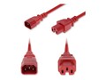 AddOn C14 (M) to C15 (F) Standard Commercial 14AWG 250V at 15A PVC SJT Power Cable, Red, 3ft, ADD-C142C15C14G3FRD           , 41980920, Power Cords