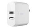 Belkin 24W Portable Dual USB-A Wall Charger with USB-A to USB-C Cable, White, WCE001DQ1MWH, 38407252, AC Power Adapters (external)