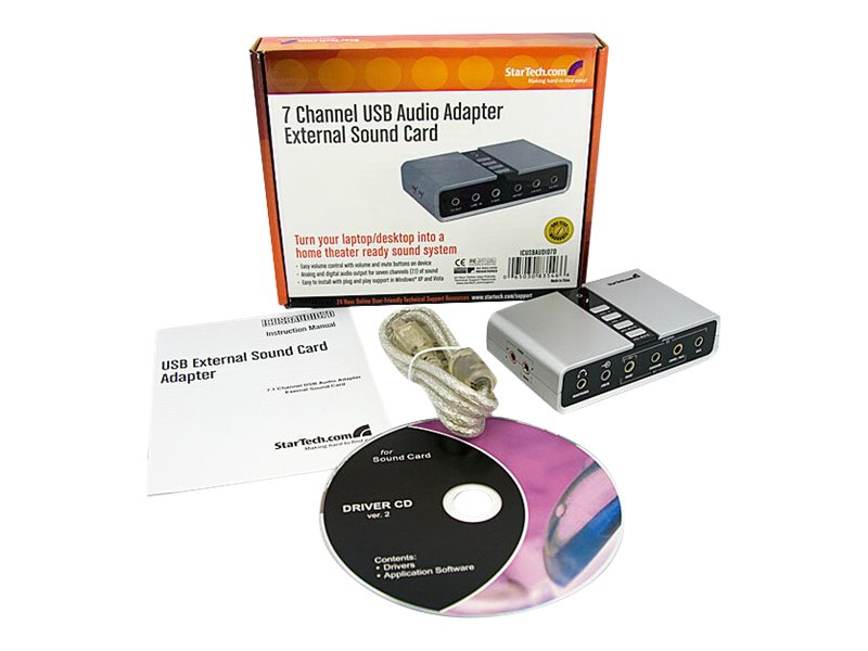 sælge Flytte skrive et brev StarTech.com 7.1 USB Audio Adapter External Sound Card w SPDIF  (ICUSBAUDIO7D)