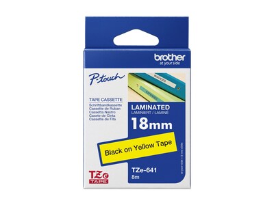 Brother 0.7 x 26.2' TZe641 Black on Yellow Tape for P-Touch 8m, TZE-641, 12428047, Paper, Labels & Other Print Media Brother 0.7 x 26.2' TZe641 Black on Yellow Tape for P-Touch 8m, TZE-641, 12428047, Paper, Labels & Other Print Media