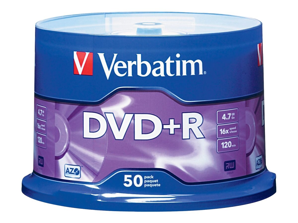 Verbatim 16x 4.7GB Branded DVD+R Media (50-pack Spindle) (95037)