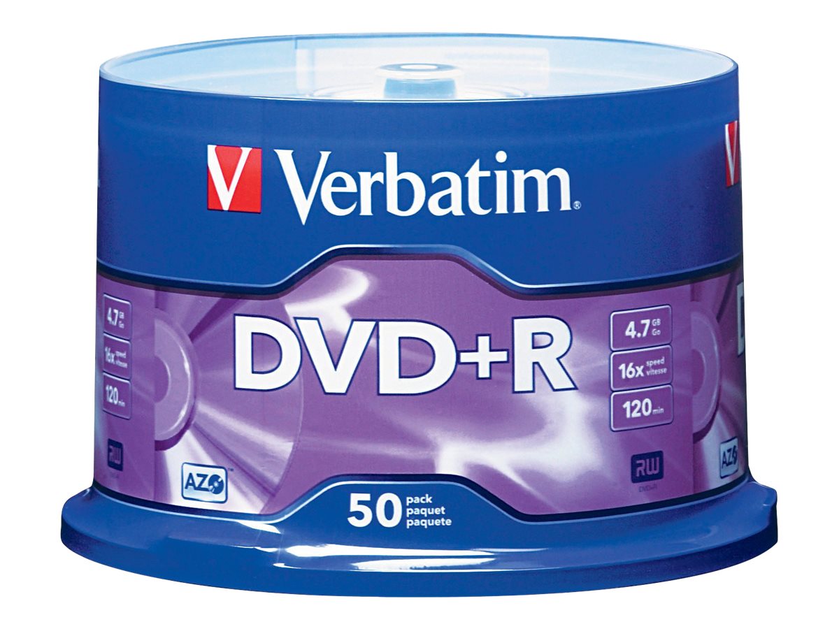 Verbatim 16x 4.7GB Branded DVD+R Media (50-pack Spindle) (95037) Verbatim 16x 4.7GB Branded DVD+R Media (50-pack Spindle) (95037)