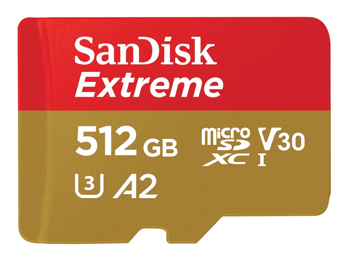 SanDisk 512GB Extreme UHS-I V30 U3 microSDXC Memory Card with SD