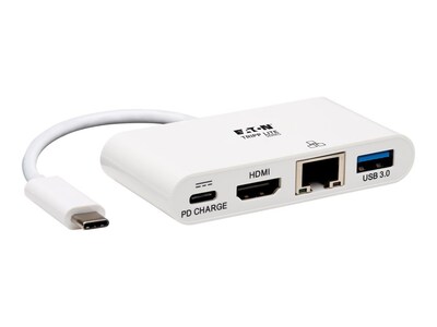 Tripp Lite USB 3.1 Gen 1 USB-C to HDMI 4kx2k Video Adapter w  USB-A Hub, USB-C Charging Port, Gigabit Ethernet, U444-06N-H4GU-C, 32920418, Docking Stations & Port Replicators