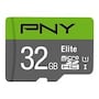 PNY 32GB Elite UHS-I microSDHC Memory Card with SD Adapter, Class 10, P-SDU32GU185GW-GE, 41219672, Memory