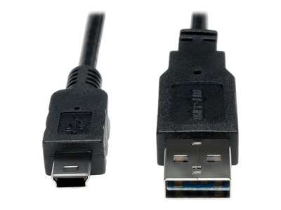 Tripp Lite USB2.0 Universal   Reversible A to Mini-B Gold Device Cable (A Male to 5Pin Mini-B Male), 3ft, UR030-003, 16131013, Cables