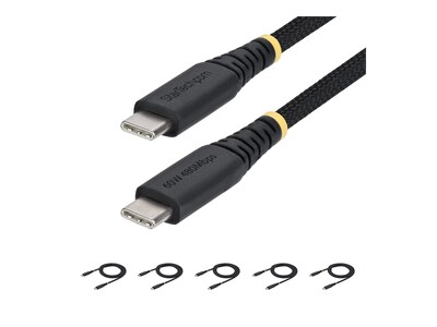 StarTech.com Rugged USB-C Dual-Layer Braided Nylon Charging Cable w 60W PD, Black, 3ft, 5-Pack, USB2CC3FNCBR5PK, 42076574, Cables StarTech.com Rugged USB-C Dual-Layer Braided Nylon Charging Cable w 60W PD, Black, 3ft, 5-Pack, USB2CC3FNCBR5PK, 42076574, Cables