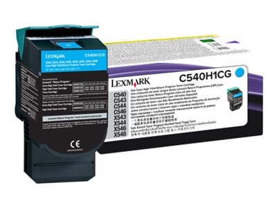 Lexmark Cyan High Yield Return Program Toner Cartridge for C540, C543 & C544 Printers & X543 & X544 MFPs, C540H1CG, 9163914, Toner and Imaging Components - OEM Lexmark Cyan High Yield Return Program Toner Cartridge for C540, C543 & C544 Printers & X543 & X544 MFPs, C540H1CG, 9163914, Toner and Imaging Components - OEM