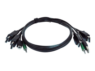 Black Box Each end (1) USB (2) DisplayPort (1) 3.5mm Audio KVM Cable, 10ft, TAA, SKVMCBL-2DP-10TAA, 41542130, Cables