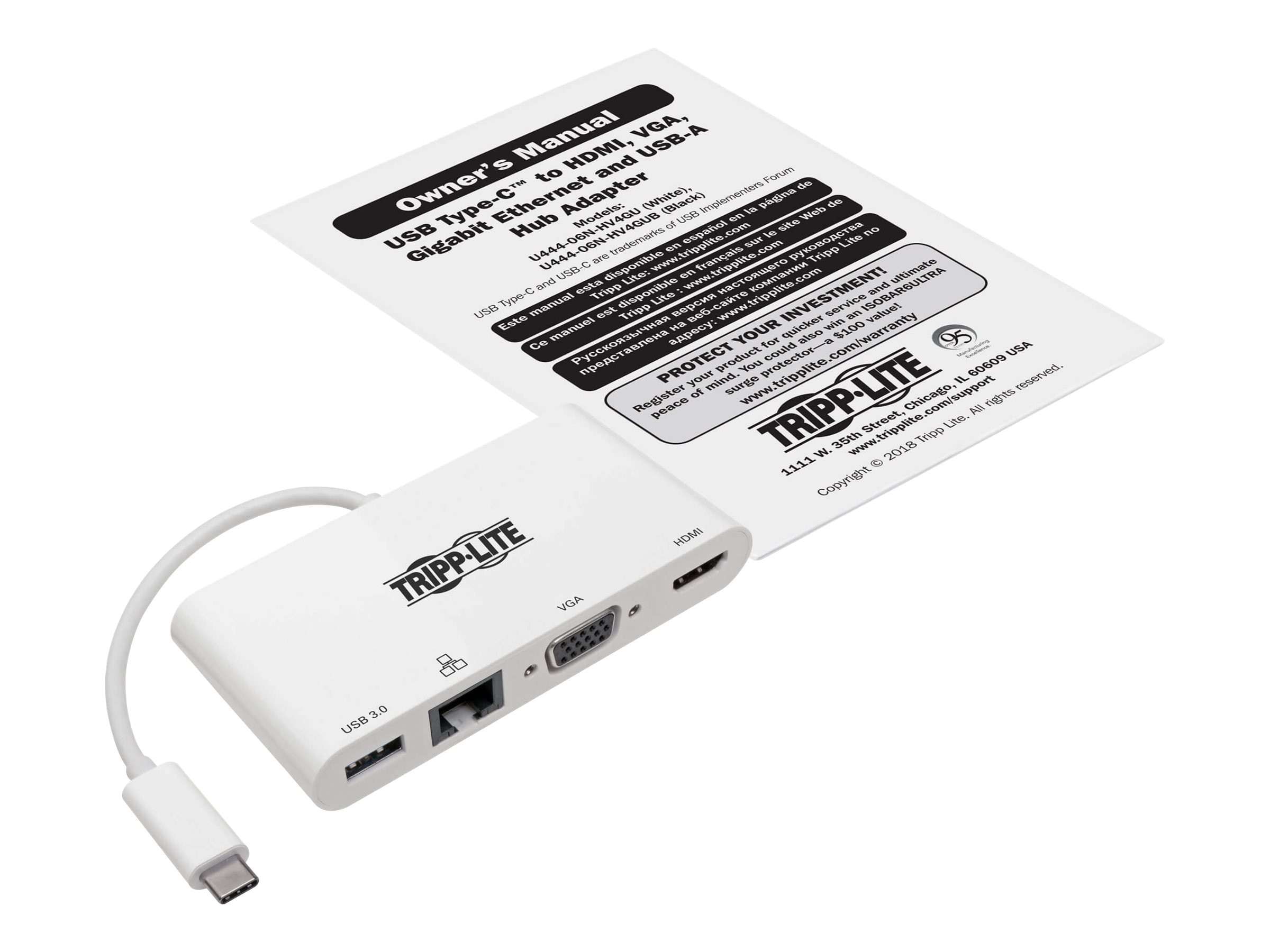 Tripp Lite USB USB-C to HDMI VGA USB-A RJ-45 @30z (U444-06N-HV4GU)
