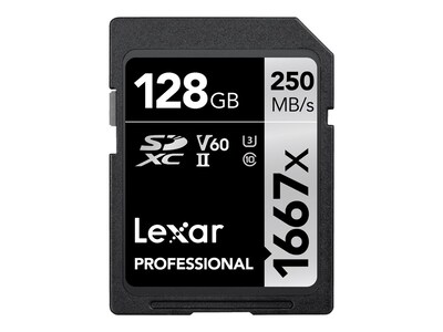 Lexar 128GB SILVER Series Professional 1667x SDXC UHS-II Card, LSD128CBNA1667                , 41889581, Memory - Flash