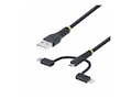 StarTech.com Universal 3-in-1 Rugged USB-A to Lightning Micro-USB Type-C MFi Certified Charging Cable, Black, 1m, RLTCUB1MBK, 41832231, Cables StarTech.com Universal 3-in-1 Rugged USB-A to Lightning Micro-USB Type-C MFi Certified Charging Cable, Black, 1m, RLTCUB1MBK, 41832231, Cables