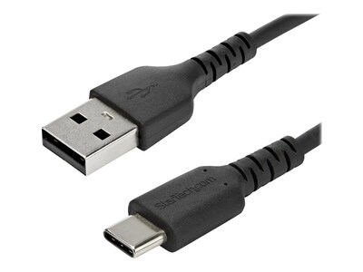 StarTech.com USB A to USB C Charge & Sync Aramid Fiber 60W Cable, Black, 1m, RUSB2AC1MB, 37873681, Cables