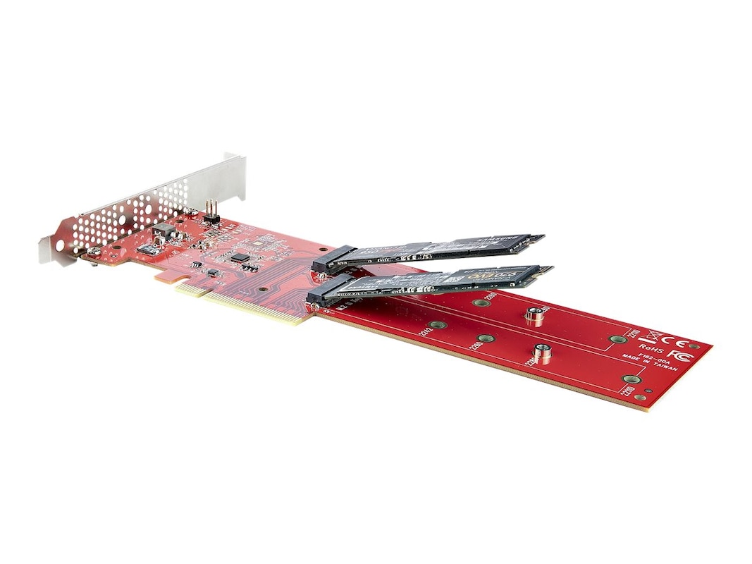 influenza Sammenlignelig grænse StarTech.com Dual M.2 PCIe 4.0 x8 x16 to Dual NVMe or AHCI SSD (DUAL-M2-PCIE -CARD-B)