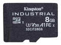 Kingston 8GB Industrial MicroSDHC UHS-I V30 A1 Card, Class 10, SDCIT2/8GBSP, 41306073, Memory - Flash